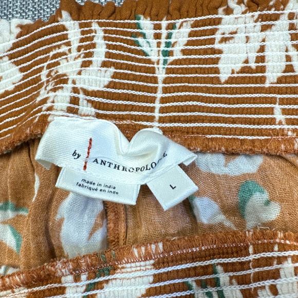 by Anthropologie Pants XL Floral Boho Smocked Waist Gaucho Pants Split Leg Harem - Picture 2 of 9